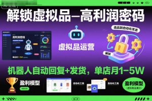 解锁虚拟品高利润密码：机器人自动回复+发货，单店月1-5W【揭秘】-瀚宇网创