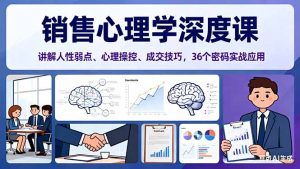 销售心理学深度课，讲解人性弱点、心理操控、成交技巧，36个密码实战应用-瀚宇网创