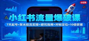 小红书流量爆破课:7天起号+聚光投流实操+避坑指南+对标定位+10倍获客-瀚宇网创