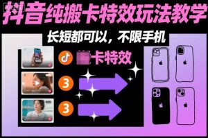 某社群抖音纯搬卡特效玩法教学，长短都可以，不限手机-瀚宇网创