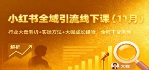 小红书全域引流线下课(11月)：行业大盘解析+实操方法+大咖成长经验，全程干货落地-瀚宇网创