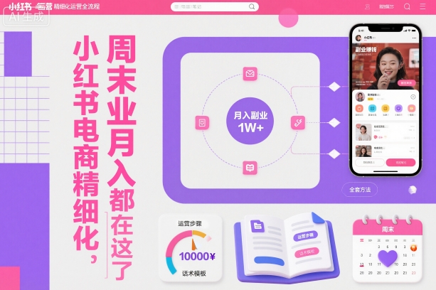 小红书电商精细化运营全流程,周末副业月入1W+,全套方法都在这了-瀚宇网创