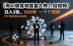 用AI做各地首富人物介绍视频，日入3张，10分钟一个视频-瀚宇网创