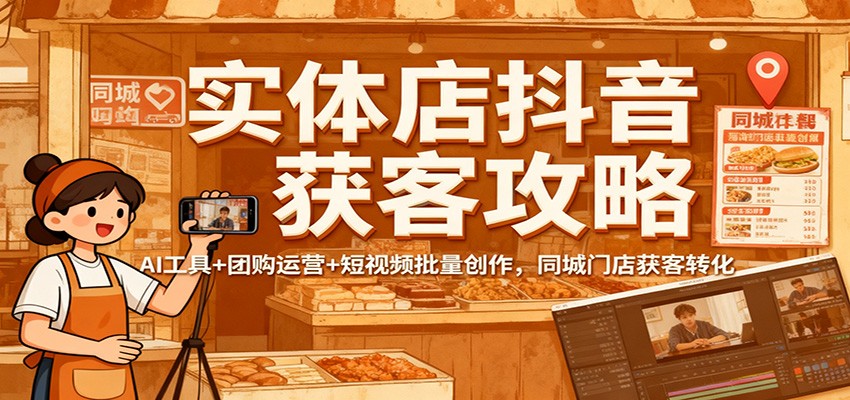 图片[1]-实体店抖音获客攻略：AI工具+团购运营+短视频批量创作，同城门店获客转化-瀚宇网创