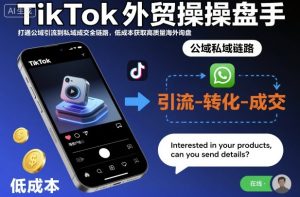 TikTok外贸操盘手，打通公域引流到私域成交全链路，低成本获取高质量海外询盘-瀚宇网创