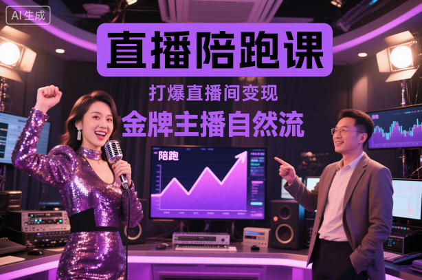 直播陪跑课,金牌主播自然流打爆直播间,复制高变现玩法-瀚宇网创
