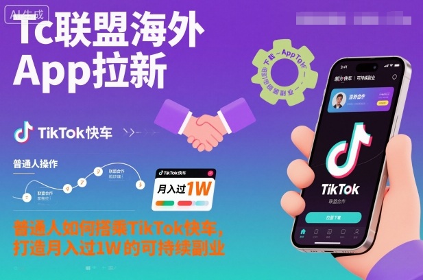 Tc联盟海外App拉新:普通人如何搭乘TikTok快车,打造月入过1W的可持续副业-瀚宇网创