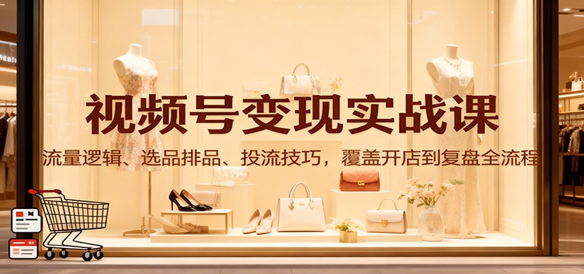 图片[1]-视频号变现实战课：流量逻辑、选品排品、投流技巧，覆盖开店到复盘全流程-瀚宇网创