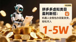 拼多多虚拟类目盈利新招：机器人全程包办回复发货，轻松月入 1-5W-瀚宇网创