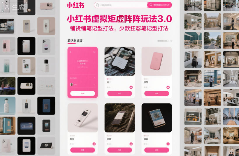 小红书虚拟矩阵玩法3.0,铺货铺笔记型打法,少款狂怼笔记型打法-瀚宇网创