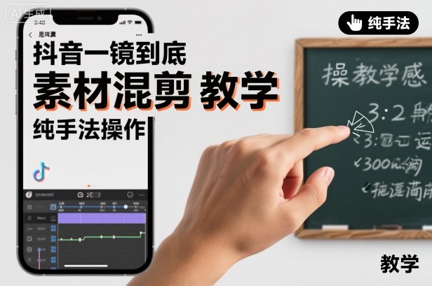 抖音一镜到底素材混剪教学，纯手法操作-瀚宇网创