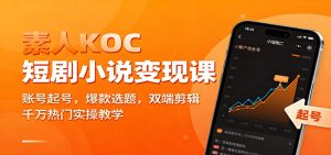 素人KOC短剧小说变现课：账号起号，爆款选题，双端剪辑，千万热门实操教学-瀚宇网创