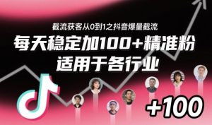 截流获客从0到1之抖音爆量截流,每天稳定加100+精准粉,适用于各行业-瀚宇网创