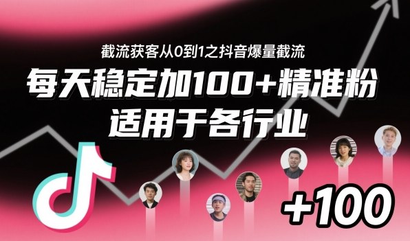 截流获客从0到1之抖音爆量截流,每天稳定加100+精准粉,适用于各行业-瀚宇网创