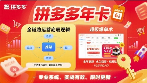 拼多多年卡，拼多多全链路运营底层逻辑，超级爆单术【更新10月】-瀚宇网创