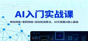 AI入门实战课:神经网络+卷积网络+目标检测算法,30天掌握AI核心基础-瀚宇网创