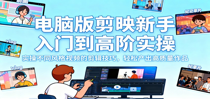 图片[1]-电脑版剪映新手入门到高阶实操，实操不同风格视频的剪辑技巧，轻松产出高质量作品-瀚宇网创