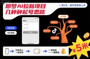 即梦AI拉新项目几种起号思路，一单5米，操作简单易上手-瀚宇网创