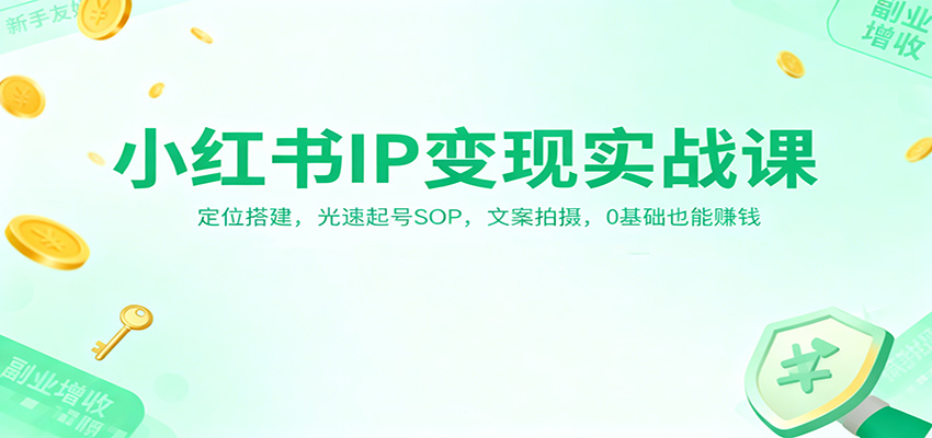 小红书IP变现实战课:定位搭建,光速起号SOP,文案拍摄,0基础也能赚钱-瀚宇网创