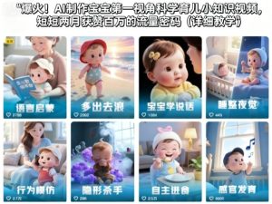 爆火!AI制作宝宝第一视角科学育儿小知识视频,短短两月获赞百万的流量密码(详细教学)-瀚宇网创