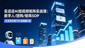 实体店AI短视频矩阵实战课：数字人/团购/矩阵SOP，引流成本降70%销量翻3倍-瀚宇网创
