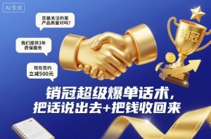 销冠超级爆单话术，把话说出去+把钱收回来-瀚宇网创