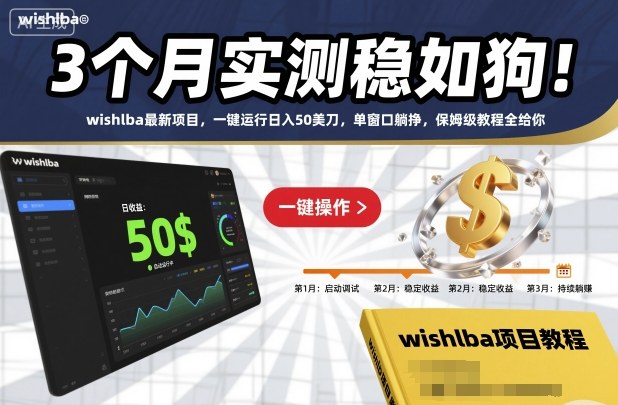 3个月实测稳如狗!wishlba最新项目,一键运行日入50美刀,单窗口躺挣,保姆级教程全给你【揭秘】-瀚宇网创