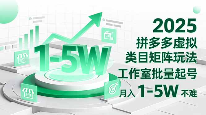 2025 拼多多虚拟类目矩阵玩法，工作室批量起号，月入 1-5W 不难-瀚宇网创