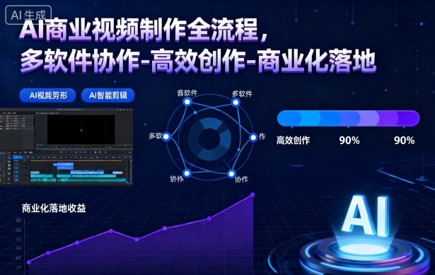 AI商业视频制作全流程，多软件协作-高效创作-商业化落地-瀚宇网创
