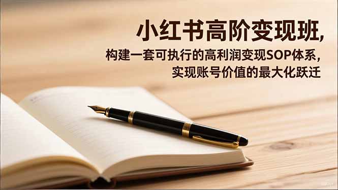 小红书高阶变现班,构建一套可执行的高利润变现SOP体系,实现账号价值的最大化跃迁-瀚宇网创