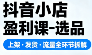 抖音小店盈利课-选品·上架·发货·流量全环节拆解-瀚宇网创