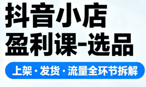 抖音小店盈利课-选品·上架·发货·流量全环节拆解-瀚宇网创