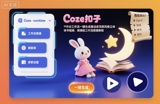 Coze扣子工作流一键生成童话皮克斯风格立体书视频,保姆级工作流搭建教程-瀚宇网创