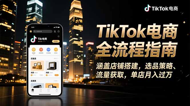 TikTok电商全流程指南，涵盖店铺搭建、选品策略、流量获取，单店月入过万-瀚宇网创