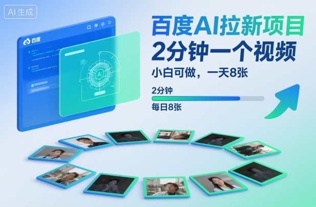百度AI拉新项目，2分钟一个视频，小白可做，一天8张【附案例+保姆级教程】-瀚宇网创