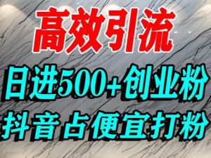 怎么打创业粉？抖音利用占便宜心理引流创业粉，单人日引500+精准流量-瀚宇网创