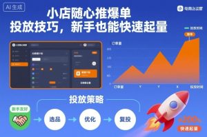 小店随心推爆单投放技巧，新手也能快速起量-瀚宇网创