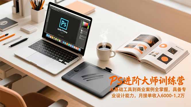 PS进阶大师训练营，从基础工具到商业案例全掌握，具备专业设计能力，月接单收入6000-1.2万-瀚宇网创