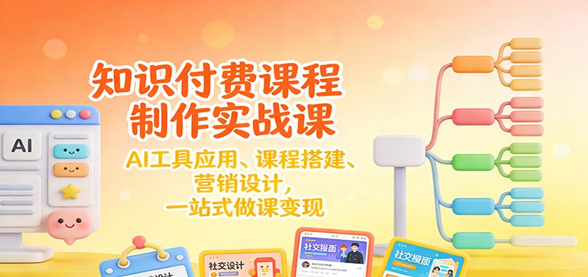 知识付费课程制作实战课:AI工具应用 、课程搭建、营销设计,一站式做课变现-瀚宇网创