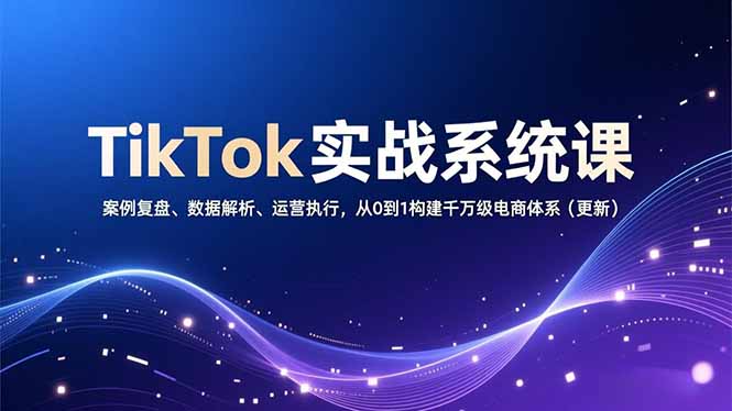 TikTok实战系统课，案例复盘、数据解析、运营执行，从0到1构建千万级电商体系(更新-瀚宇网创