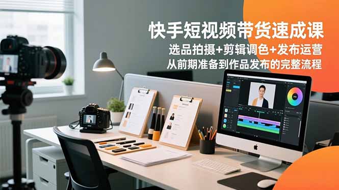 快手短视频带货速成课,选品拍摄+剪辑调色+发布运营,从前期准备到作品发布的完整流程-瀚宇网创