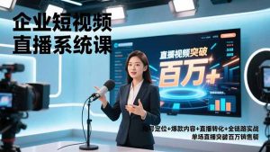 企业短视频直播系统课，账号定位+爆款内容+直播转化+全链路实战，单场直播突破百万销售额-瀚宇网创