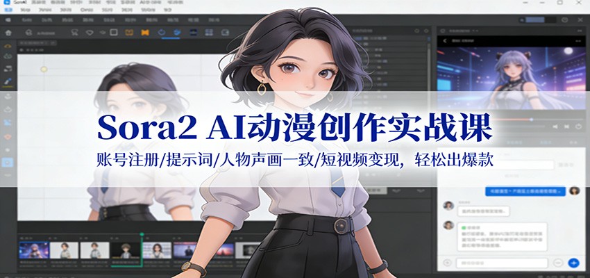 图片[1]-Sora2 AI动漫创作实战课：账号注册/提示词/人物声画一致/短视频变现，轻松出爆款-瀚宇网创