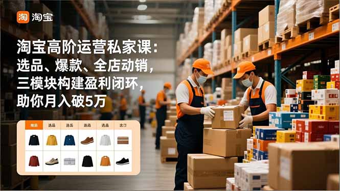 淘宝高阶运营私家课：选品、爆款、全店动销，三模块构建盈利闭环，助你月入破5万(更新12月-瀚宇网创