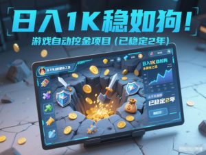 日入1K稳如狗！游戏自动挖金项目(已稳定2年)，永不失业的副业之选【揭秘】-瀚宇网创