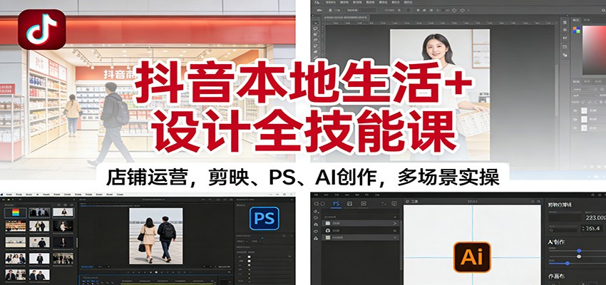图片[1]-抖音本地生活+设计全技能课：店铺运营，剪映、PS、AI创作，多场景实操-瀚宇网创