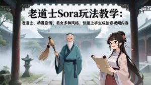 老道士Sora玩法教学：老道士、动漫剧情、美女多种风格，快速上手生成创意视频内容-瀚宇网创