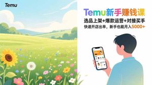 Temu新手赚钱课，选品上架+爆款运营+对接买手，快速开店出单，新手也能月入5000+-瀚宇网创