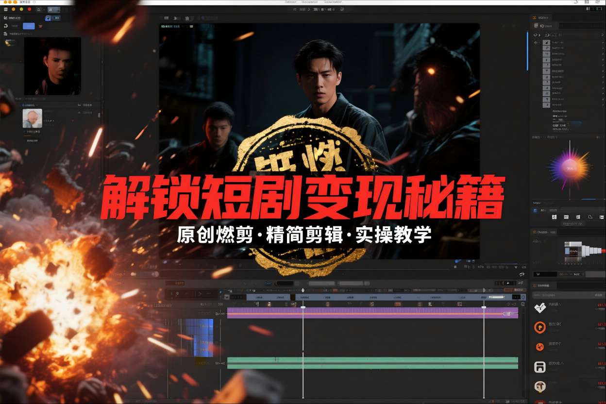 短剧拉新之原创燃剪精简剪辑实操课，解锁短剧变现秘籍-瀚宇网创