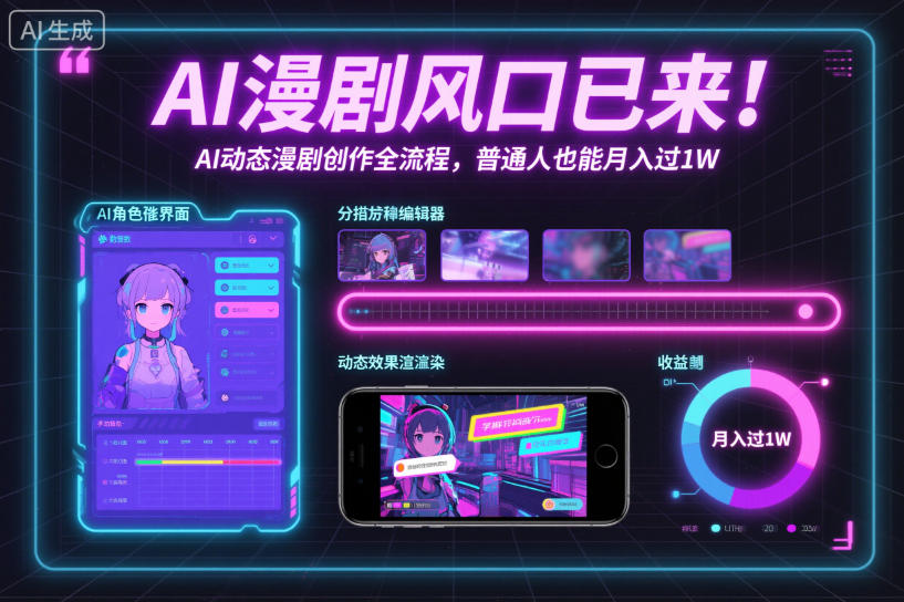 AI漫剧风口已来!AI动态漫剧创作全流程,普通人也能月入过1W-瀚宇网创